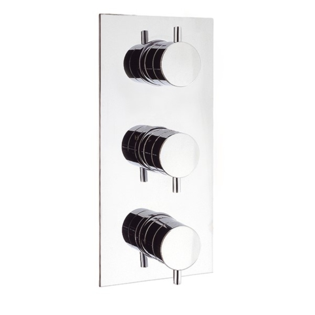 Product Cut out image of the Crosswater Kai Lever Portrait 2 Outlet 3 Handle Thermostatic Shower Valve
